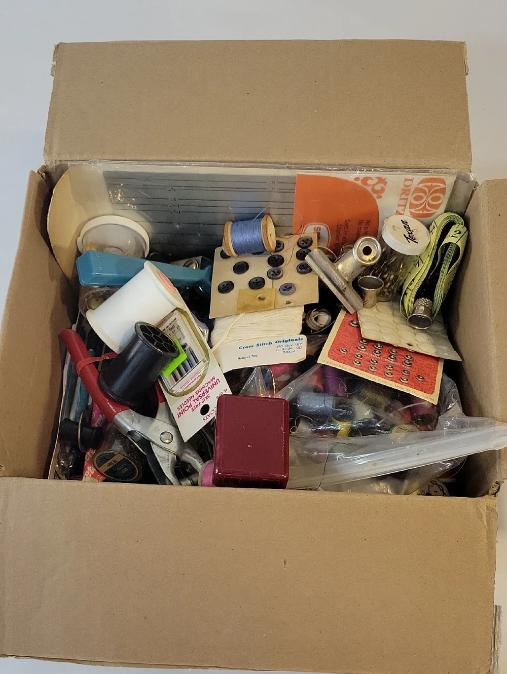 Sewing Notions Lot with Thread Spools & Scissors - Multi